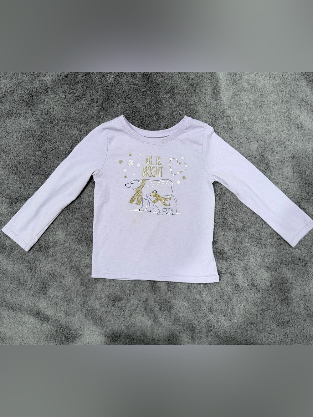 Garanimals Lavender Long-Sleeve Tee with Gold Polar Bear Graphic